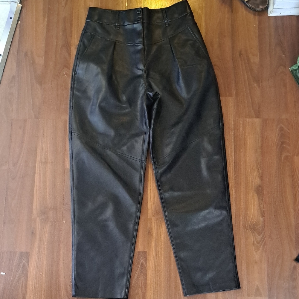 Wilfred Black Faux Leather High-Waist Tapered Pants